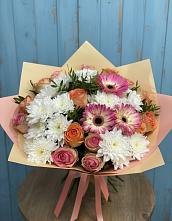 Букет цветов из:  Розы, Герберы и Хризантемы #REPLACE_PRED# Северном Новосибирской области