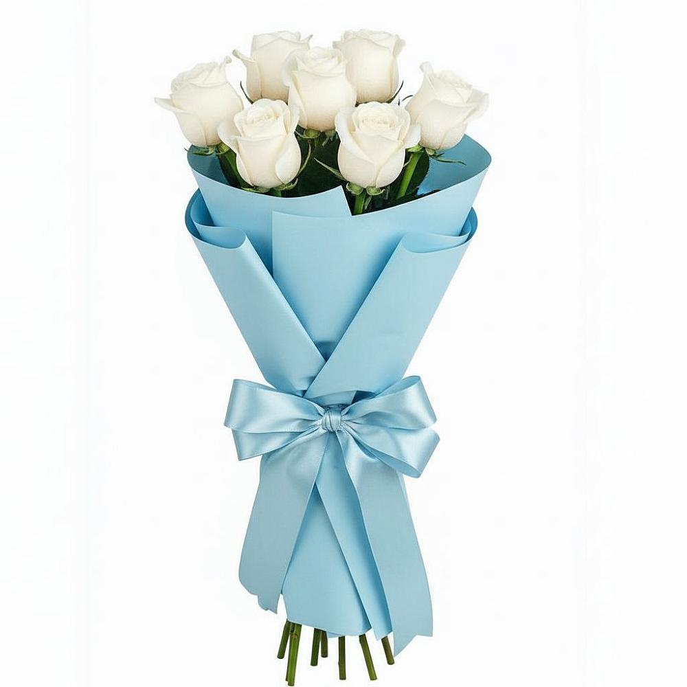 Букет 7 белых роз Проуд в Северном Новосибирской области