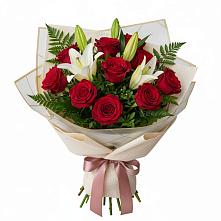 Букет цветов из:  Лилии и Розы в Северном Новосибирской области