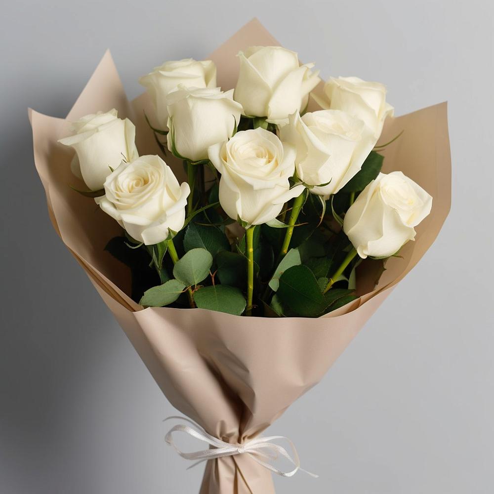 Букет 9 Белых роз Эдлесс Лав в Северном Новосибирской области