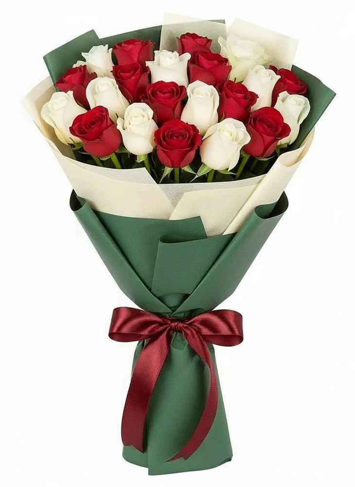 Букет Микс из красных и белых роз в Северном Новосибирской области