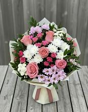 Букет цветов из:  Альстромерии, Гвоздики, Розы и Хризантемы в Северном Новосибирской области