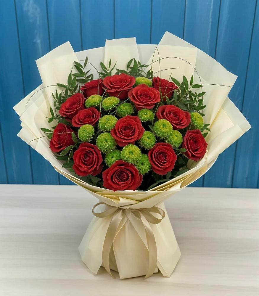 Букет цветов из: Розы и Хризантемы в Северном Новосибирской области