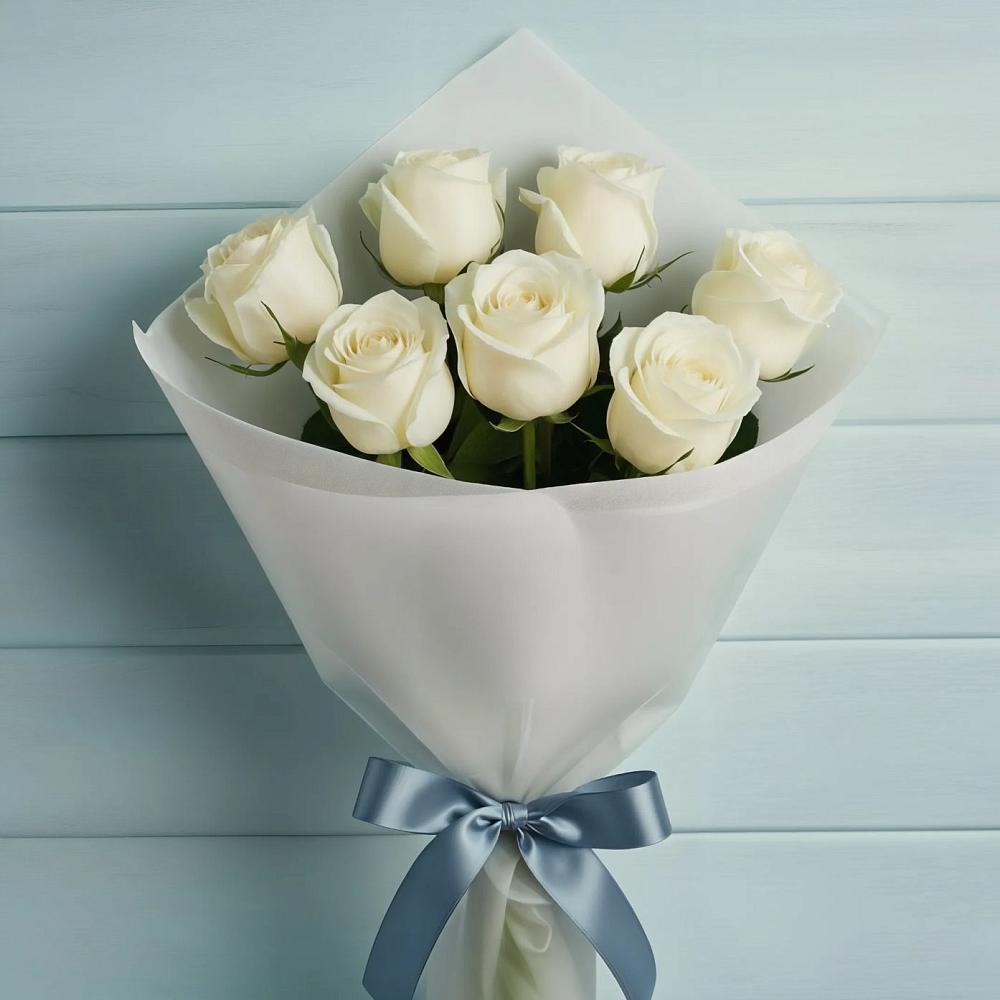 Букет 7 Белых роз Эдлесс Лав в Северном Новосибирской области
