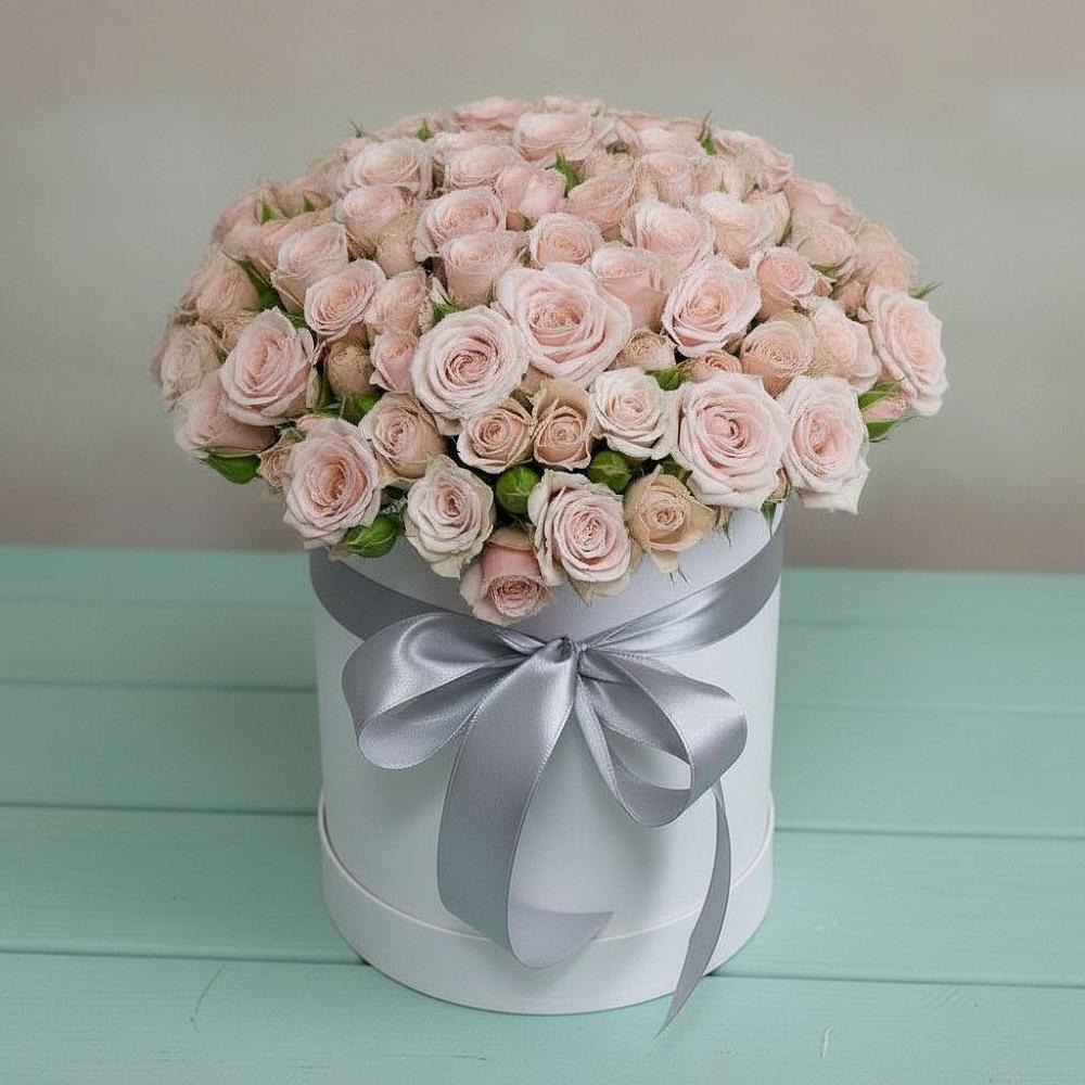 Цветочная композиция из Розы в шляпной коробке в Северном Новосибирской области